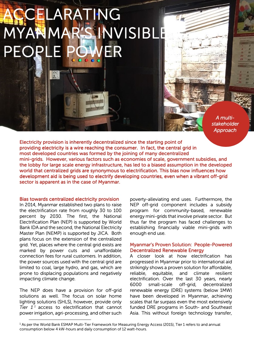 Myanmar’s Solution: People-Powered Decentralized Renewable Energy