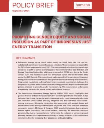 Policy Brief: Promoting Gender Equity and Social Inclusion As Part of Indonesia’s Just Energy Transition