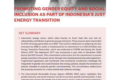 Policy Brief: Promoting Gender Equity and Social Inclusion As Part of Indonesia’s Just Energy Transition