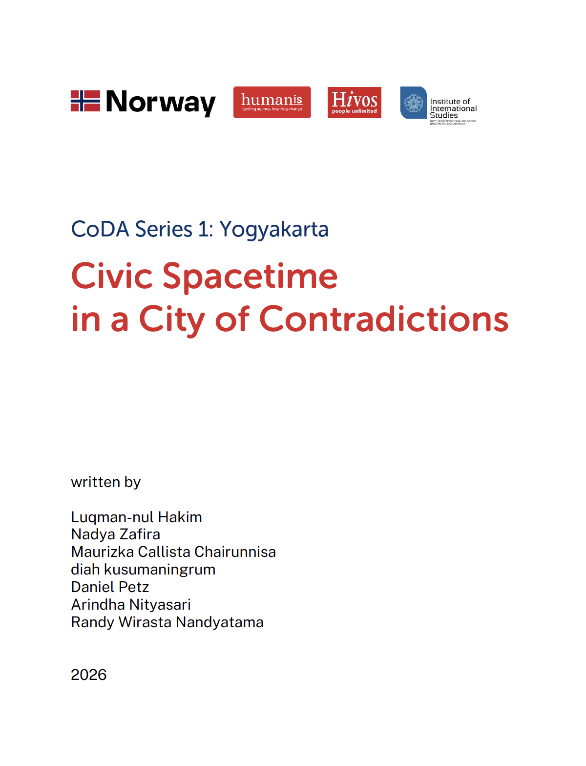 CoDA Series 1: Yogyakarta. Civic Spacetime in a City of Contradictions